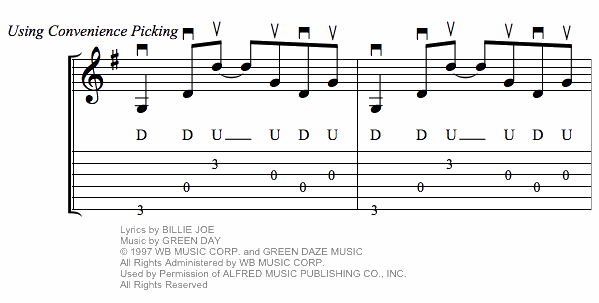 Good Riddance (Time of Your Life) by Green Day guitar tab chords using convenient picking