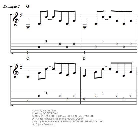Good Riddance (Time of Your Life) by Green Day guitar tab chords example two