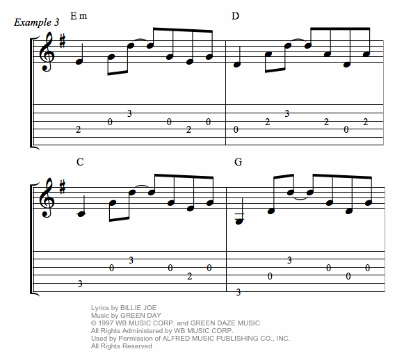 Good Riddance (Time of Your Life) by Green Day guitar tab chords example three