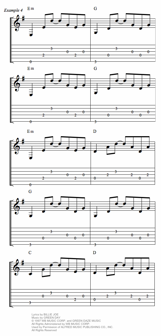 Good Riddance (Time of Your Life) by Green Day guitar tab chords example four