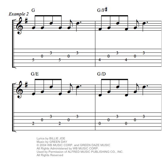 Wake Me Up When September Ends guitar tab example 2