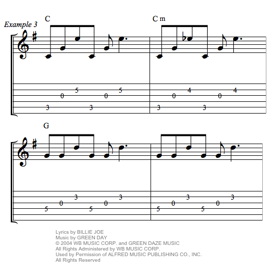 Wake Me Up When September Ends guitar tab example 3
