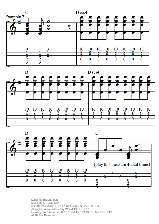 Wake Me Up When September Ends guitar tab example 7