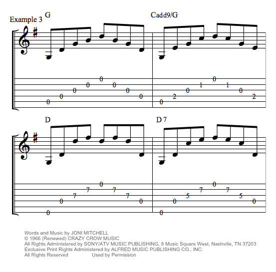 The Circle Game by Joni Mitchell guitar tab chords lyrics example three