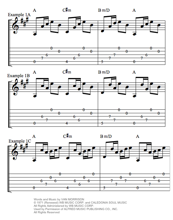 Crazy Love by Van Morrison guitar chords tab notation example 1