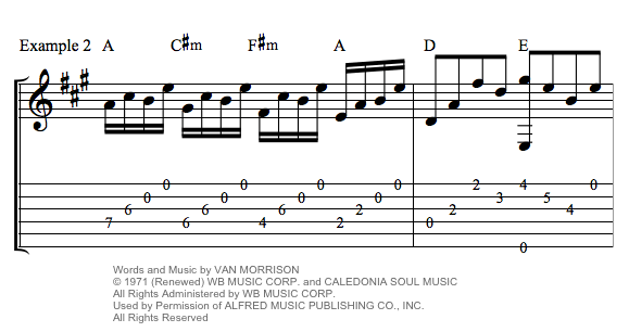 Crazy Love by Van Morrison guitar chords tab notation example 2