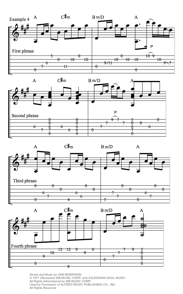 Crazy Love by Van Morrison guitar chords tab notation example 4