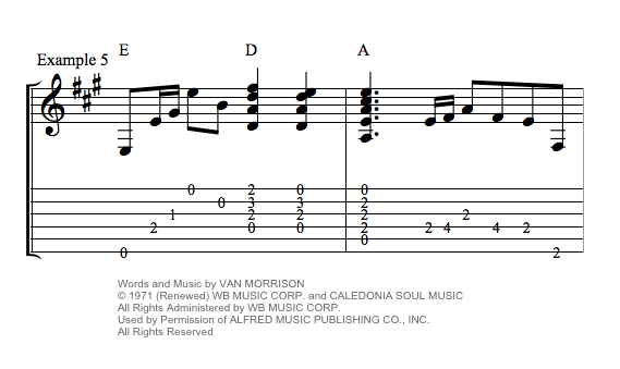 Crazy Love by Van Morrison guitar chords tab notation example 5