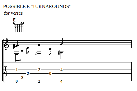 Possible E Turnarounds for verses