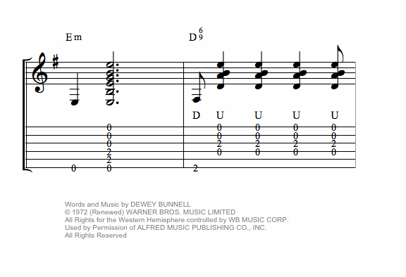 Horse With No Name by America chords strumming example two