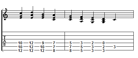 Dm instead of a true C chord, for the F melody note