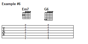 Em7 and G6 chords in Dropped D tuning