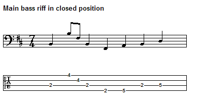 Main bass riff in closed poition