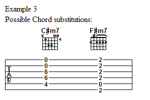 Possible chord substitutions for C#m7 and F#m7