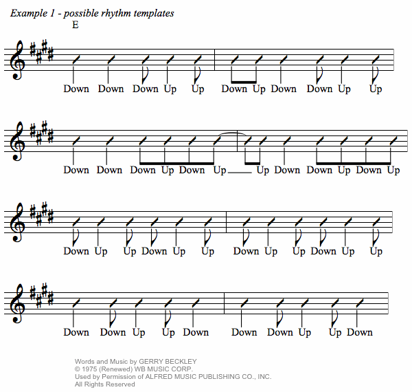 Sister Golden Hair by America chords and tab example 1 possible rhythm templates