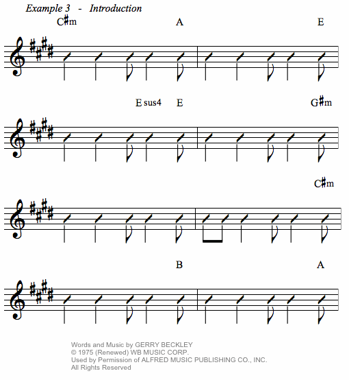Sister Golden Hair by America chords and tab example 3 introduction