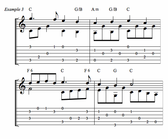 Deck the Hall guitar tab example three