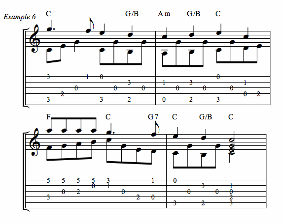 Deck the Hall guitar tab example six